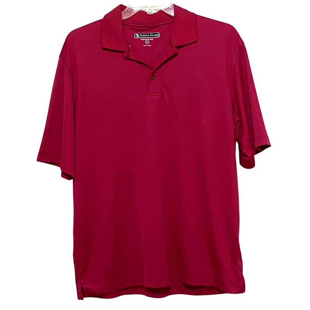 Pebble Beach Mens Performance Golf Polo Shirt L Hot Pink Preppy Sports Casual‎